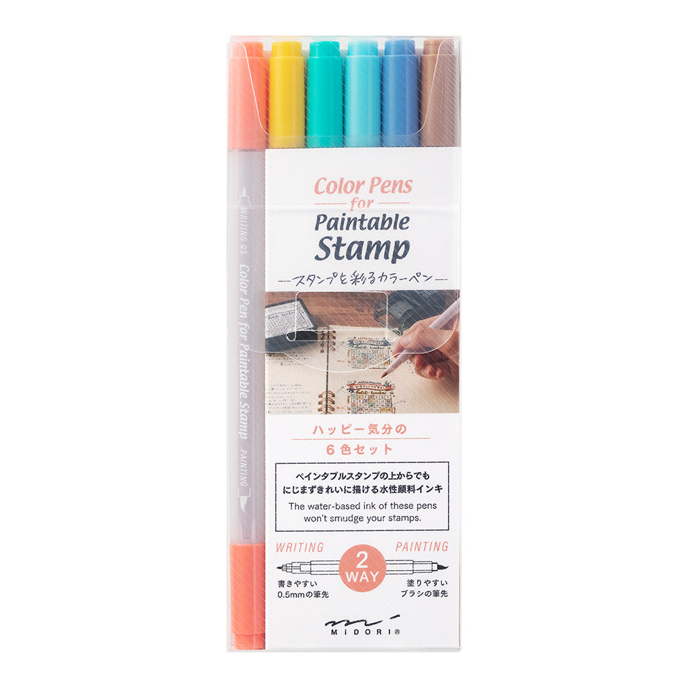 Midori Color Pen Set 6 kleuren Happy