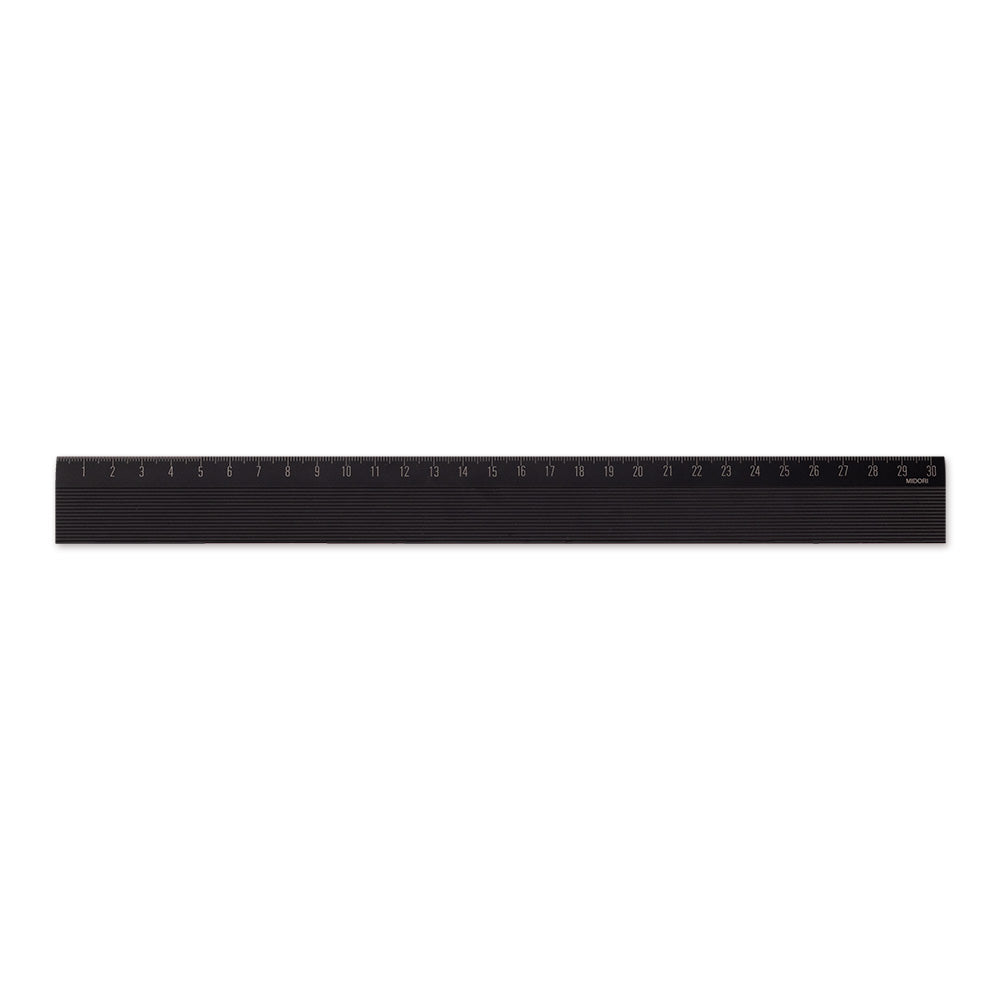 Zwarte aluminium liniaal 30 cm met antislip