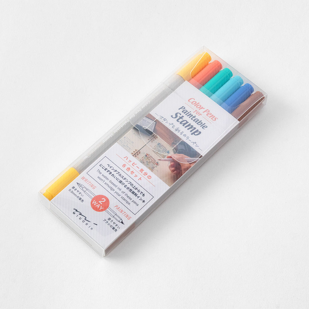 Midori Color Pen Set 6 kleuren Happy