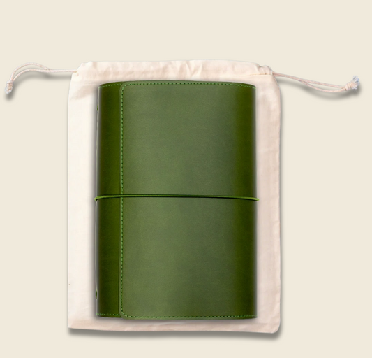 Refillable Notebook Folio > Olive Green Trifold