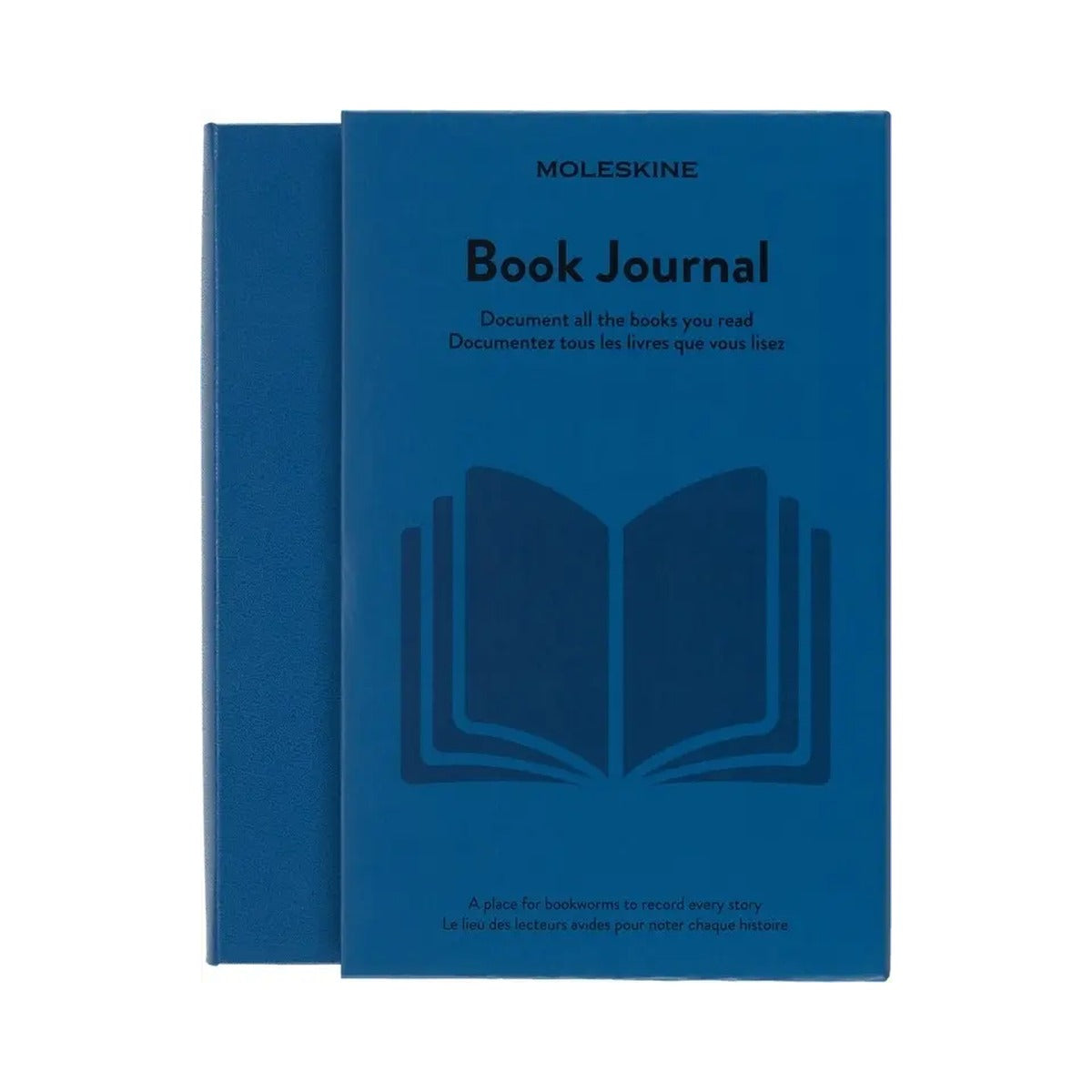 Moleskine Passion Journal Books in blauwe hoes met opengeslagen boek