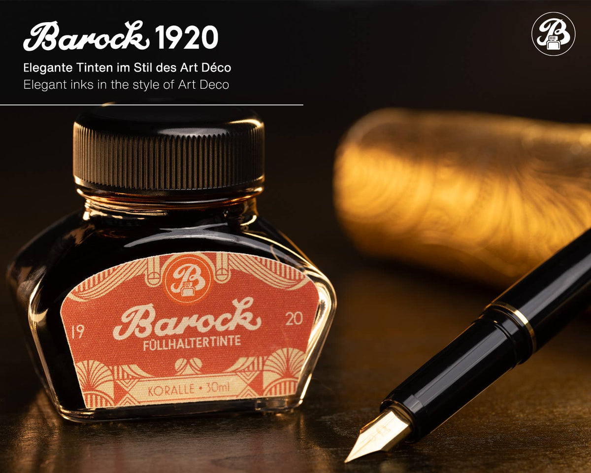 Barok 1920 schrijfkleur koraal, vulpeninkt in 30 ml